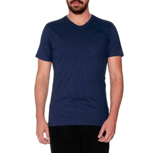 Camiseta Masculina em Algodão Básica Gola V Azul Marinho (Malwee)