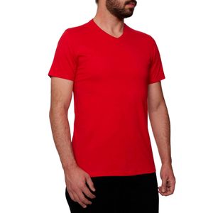 Camiseta Masculina em Algodão Básica Gola V Vermelho (Malwee)