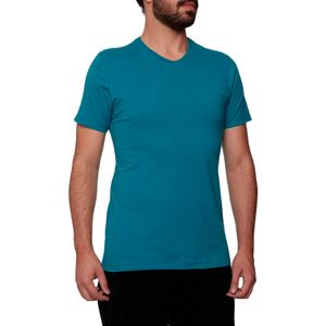 Camiseta Masculina em Algodão Básica Gola V Azul Petróleo (Malwee)