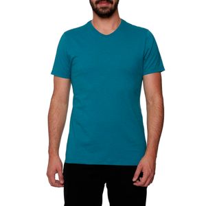 Camiseta Masculina em Algodão Básica Gola V Azul Petróleo (Malwee)