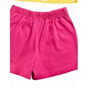 Conjunto Feminino Infantil - Camiseta e Bermuda Amarelo.
