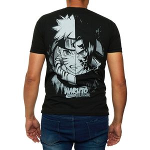 Camiseta Gola Careca Estampada - Naruto e Sasuke