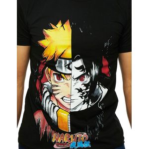 Camiseta Gola Careca Estampada - Naruto e Sasuke