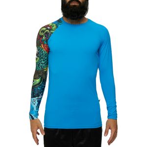 Camiseta Esportiva Manga longa Estampada - Azul Turquesa