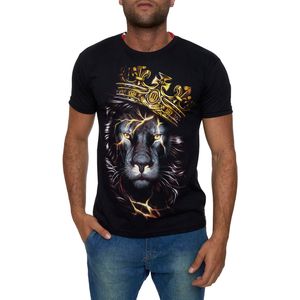 Camiseta Gola Careca Estampada - Leão de Judá